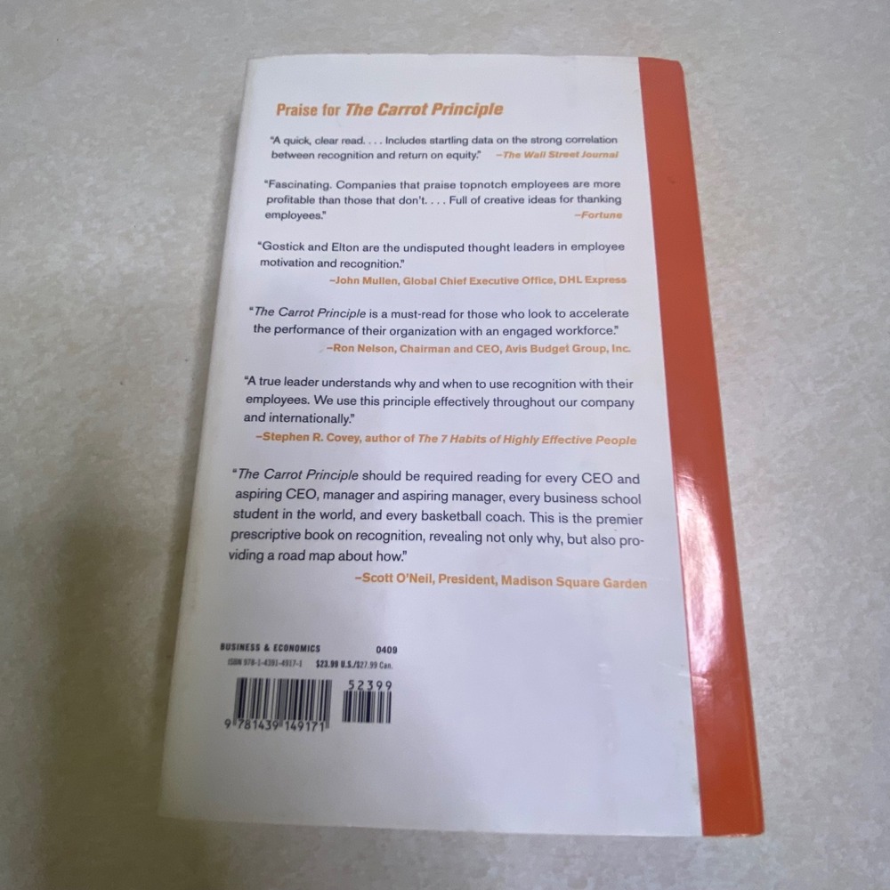 The Carrot Principle Hardcover Orange Business Leadership Book Management Growth - Picture 2 of 8